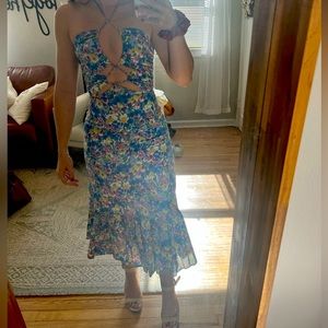 Floral ruffled midi dress